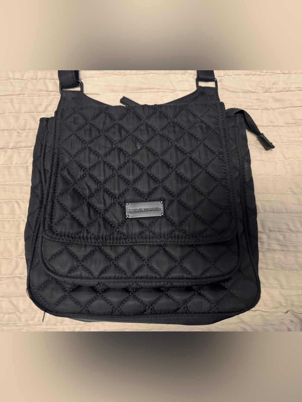 Steve Madden Black Quilted Backpack Crossbody